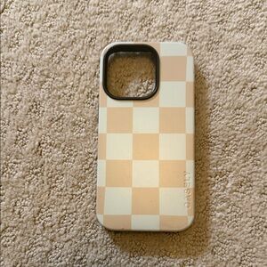 Tan Checkered Casely Phone 14 Pro Case